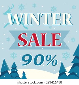winter sale 90% poster.vector