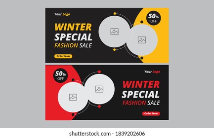 Winter sale abstract cover design web template Set, Horizontal header web banner. Modern Geometric Blue Triangle cover header background for website design, Social Media Cover ads banner, flyer.