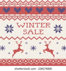 Winter sale announcement in sweater texture