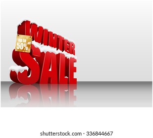 Winter sale background. 3D concept.Vector