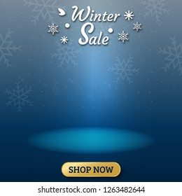 Winter sale background. After Christmas sale banner.Best sale banner layout design.Original poster for discount. Bright abstract background with text.Vector illustration.