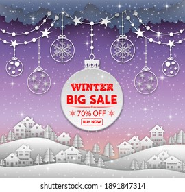 Winter sale background banner. vector