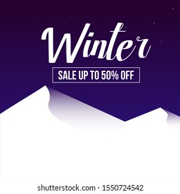 Winter sale background with mountain in background for your business, online shop, and whatever you want to do with.