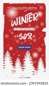 Winter sale background poster vector illustration 