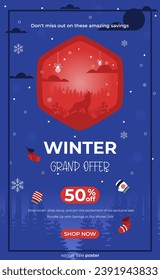 Winter sale background poster vector illustration 