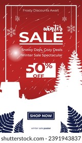 Winter sale background poster vector illustration 