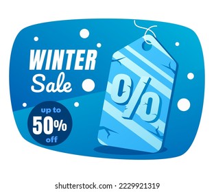 winter sale background with shopping bag frozen in ice and snow