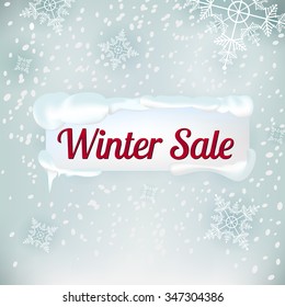 Winter Sale Background. Snow On The Banner. Christmas Sale. Vector Illustration