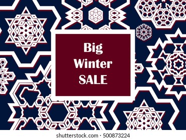 Winter sale background with snowflakes. Christmas sale. New year sale. Vector illustration
