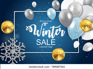 Winter Sale Background Special Offer Banner Background for Business and Advertising. Vector illustration. EPS10