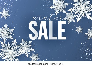 Winter sale banner background snowflake paper cut Christmas 