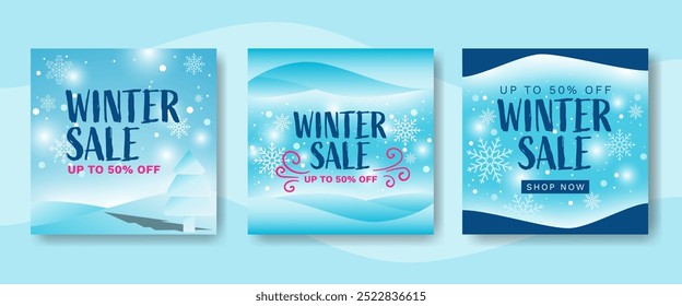 Winter sale banner, background template design. winter template for social media post sale