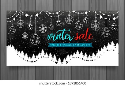 Winter sale banner background. Vector
