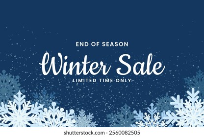 Winter sale banner design. Winter sale promotion text with snowflake elements. Vector illustration