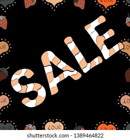 Winter sale banner design, special offer for online shopping. Illustration in beige, black and white colors. Seamless. Vector.