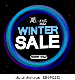 Winter Sale, banner design template, discount tag, vector illustration