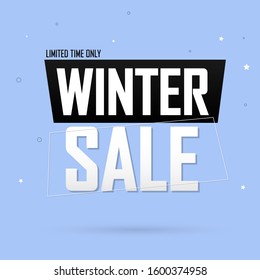 Winter Sale, banner design template, discount tag, app icon, vector illustration