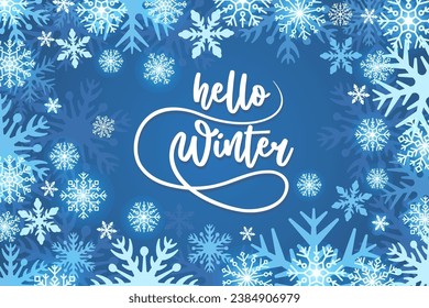 Winter sale banner design with white snowflakes
