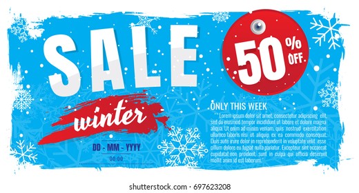 Winter sale banner. discount 70%. Vector illustration. on white background