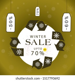 Winter sale banner. Discount label with white background
