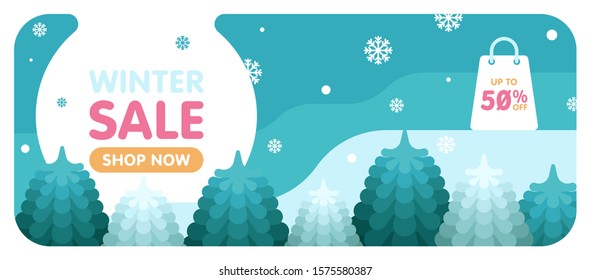 Winter sale banner and flyer illustration template vctor