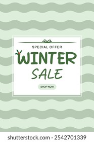 Winter sale banner green background, Winter shopping event, sale poster template