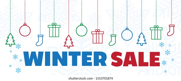 winter sale banner with winter icon tag