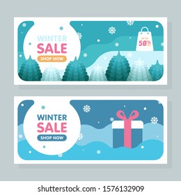 Winter sale banner illustration with spruce vector