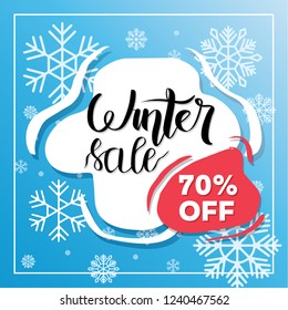 Winter Sale Banner Label Flayer Tag Snowflake Background