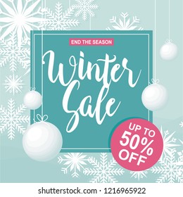 Winter Sale Banner Label Flyer Off Discount Snowflake