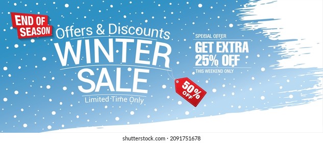 winter sale banner layout design, vector illustration