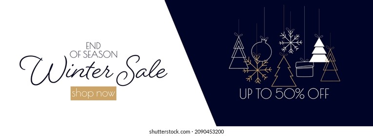 Winter Sale Banner. Modern Minimal Design For Sales. Flat Vector Illustration.