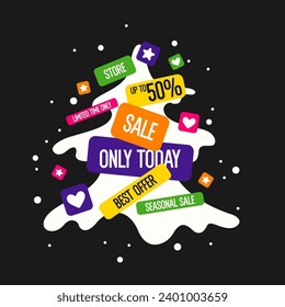 Winter sale banner. Original poster for discount. Element for advertising discounts. Vector graphics in a flat style.