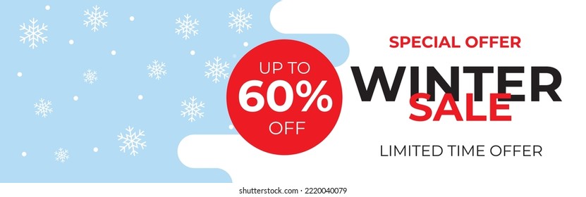 Winter sale banner. Paper cut vector. Vector Illustration.
