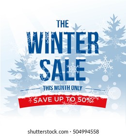 Winter sale banner, poster, store campaign