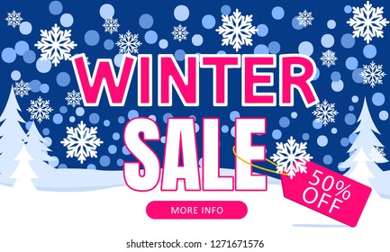 Winter sale banner. Promotional promotions banners for New Year holiday discounts and sales. Vector illustration