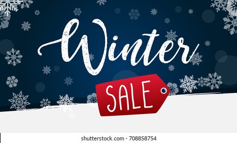 Winter sale banner with snowflake vector illustration background