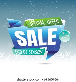 Winter sale banner. sale. special offer. end of season. Vector illustration. on blue background