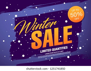winter sale banner template design, vector illustration
