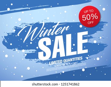 winter sale banner template design, vector illustration