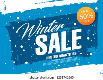 winter sale banner template design, vector illustration