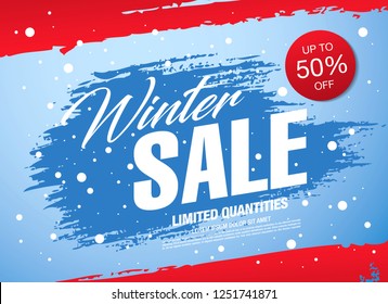 winter sale banner template design, vector illustration