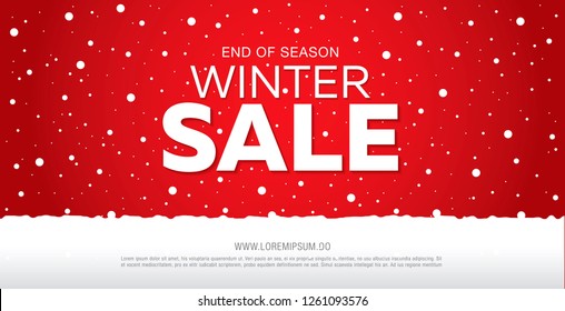 winter sale banner template design, vector illustration