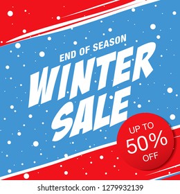 winter sale banner template design, vector illustration