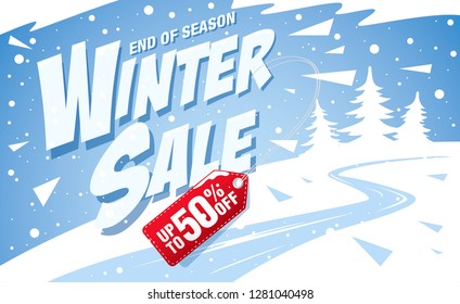 winter sale banner template design vector illustration