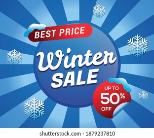 Winter sale banner template design