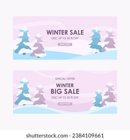 winter sale banner template design, social media banner template