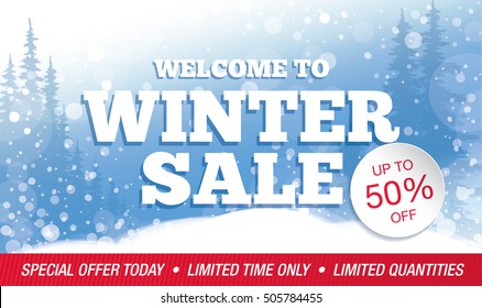 Winter sale banner template design