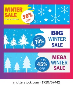 Winter sale banner template design,online sale banners, vector illustration