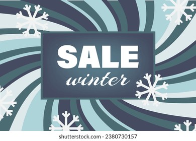 Winter sale banner template with snow flakes. Vector illustration